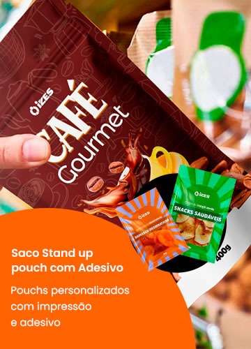 Saco stand up pouch com adesivo